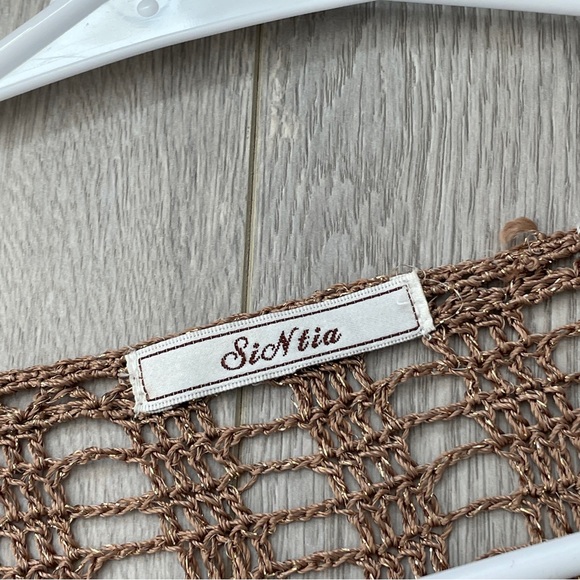 Vintage Crochet Top Brown (s/m) siNita bohemian festival swim cover up beach - Picture 2 of 6